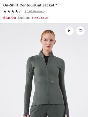 Dark Green FIGS on shift Full-Zip Jacket